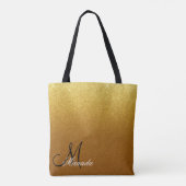 Chic Gold Glitzer Glam Mit Monogramm Tasche (Rückseite)