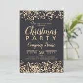 Chic Gold Glitzer Graues Weihnachtsgeschenk Party Einladung (Stehend Vorderseite)