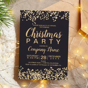 Chic Gold Glitzer Graues Weihnachtsgeschenk Party Einladung