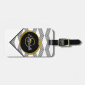 Chic Gold Glitzer Initial Letter Monogram Gepäckanhänger (Vorderseite horizontal)