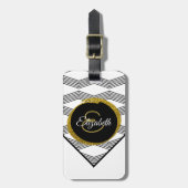 Chic Gold Glitzer Initial Letter Monogram Gepäckanhänger (Vorderseite vertikal)