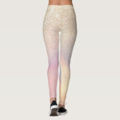 Chic Gold Glitzer Iridescent Holographic Gradient Leggings (Rückseite)