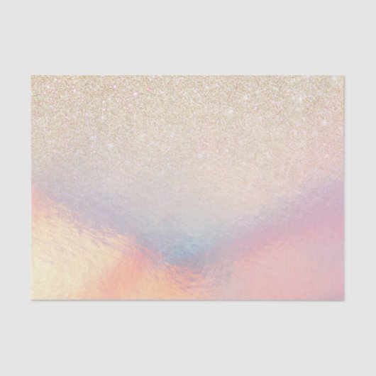 Chic Gold Glitzer Iridescent Holographic Gradient Seidenpapier (Vorderseite)