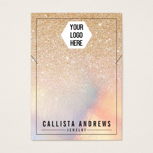 Chic Gold Glitzer Iridescent Logo Nekklasseanzeige (Vorderseite)