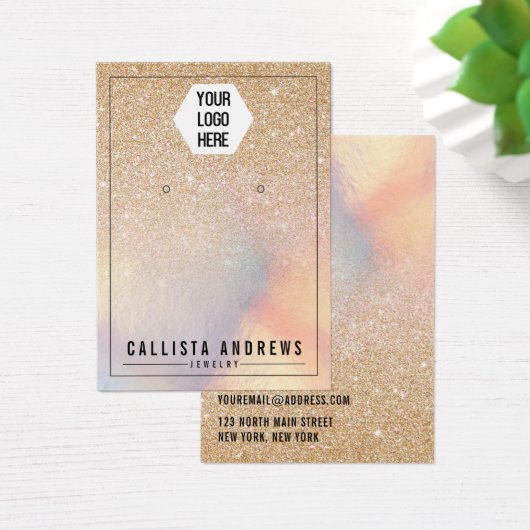 Chic Gold Glitzer Iridescent Logo Oreinganzeige (Schreibtisch)