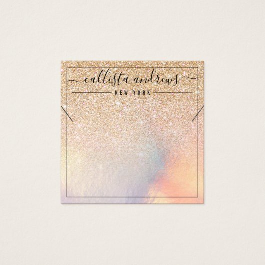 Chic Gold Glitzer Iridescent Necklace Display Card (Vorderseite)