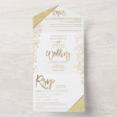 Chic gold Glitzer Konfetti All In One Einladung (Innen Boden)