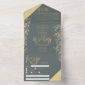 Chic gold Glitzer Konfetti Salbei All In One Einladung (Innen Boden)