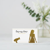 Chic Gold Glitzer Lady Friseur Terminkarte (Stehend Vorderseite)
