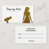 Chic Gold Glitzer Lady Friseur Terminkarte (Vorne/Hinten)