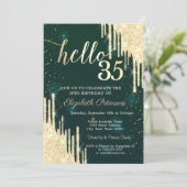 Chic Gold Glitzer lässt Sterne grün fallen Einladung (Stehend Vorderseite)