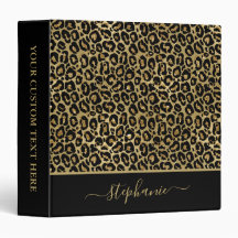 Chic Gold Glitzer Leopard Animal Print Monogram