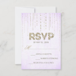 Chic Gold Glitzer & Lila RSVP Karte