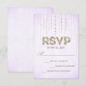 Chic Gold Glitzer & Lila RSVP Karte (Vorne/Hinten)