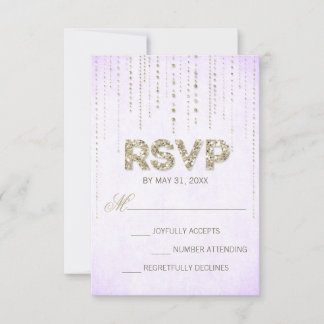 Chic Gold Glitzer & Lila RSVP Karte