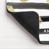 Chic Gold Glitzer Lippen und Streifen Monogramm Mousepad (Ecke)