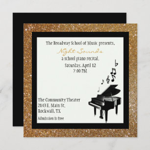 Chic Gold Glitzer Look Piano Einladung