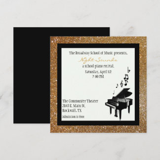 Chic Gold Glitzer Look Piano Einladung