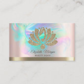 Chic Gold Glitzer Lotus Holographic Ink Rose Gold Visitenkarte (Vorderseite)
