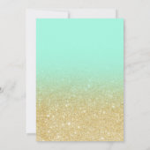 Chic Gold Glitzer Minze moderne Geschlecht offenba Einladung (Rückseite)