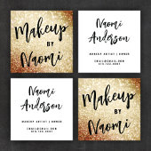 Chic Gold Glitzer + Moderne Kalligrafie Script Quadratische Visitenkarte