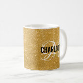 Chic gold Glitzer Monogramm Name Kaffee Tasse (VorderseiteRechts)