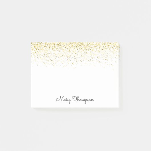 Chic Gold Glitzer Name Post-it Klebezettel (Vorderseite)
