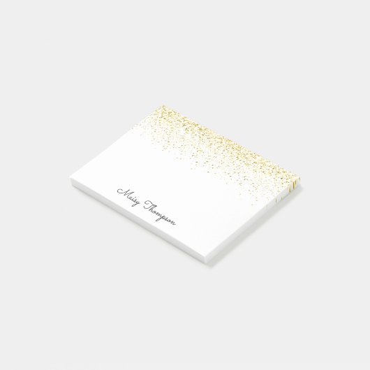 Chic Gold Glitzer Name Post-it Klebezettel (angewinkelt)