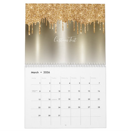 Chic Gold Glitzer Ombre Blush Pink Monogram Kalender (Mär 2026)