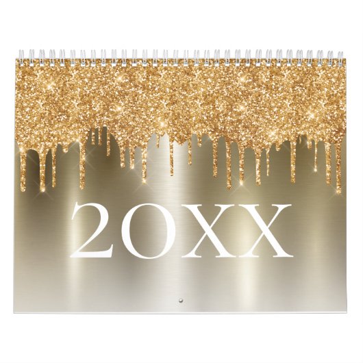 Chic Gold Glitzer Ombre Blush Pink Monogram Kalender (Titelbild)
