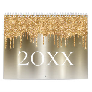 Chic Gold Glitzer Ombre Blush Pink Monogram Kalender