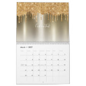 Chic Gold Glitzer Ombre Blush Pink Monogram Kalender (Mär 2027)