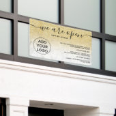 Chic gold Glitzer ombre Logo Marmor Wir sind offen Banner (Äußeres Gebäude)