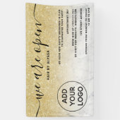 Chic gold Glitzer ombre Logo Marmor Wir sind offen Banner (Vertikal)