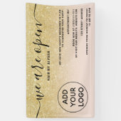 Chic gold Glitzer ombre Logo rot Rosa Wir sind off Banner (Vertikal)