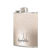 Chic gold Glitzer ombre Metallic-Folie Monogramm Flachmann (Links)