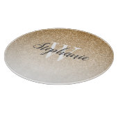 Chic Gold Glitzer Ombre Monogram Schneidebrett (Ecke)