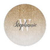 Chic Gold Glitzer Ombre Monogram Schneidebrett (Vorderseite)