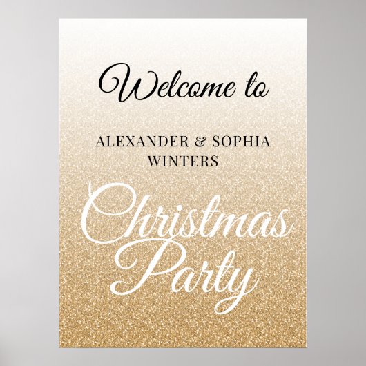 Chic Gold Glitzer Ombre Party Willkommen Poster (Vorne)