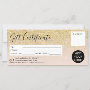 Chic gold Glitzer ombre pink Geschenkgutschein Log