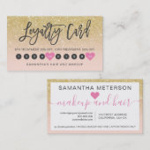 Chic gold Glitzer ombre Skript makeup pink 10 Treuekarte (Vorne/Hinten)