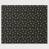Chic Gold Glitzer Paw Print Patternpapier Geschenkpapier (Flach)