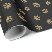Chic Gold Glitzer Paw Print Patternpapier Geschenkpapier (Rolleneckpunkt)