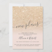 Chic Gold Glitzer pink verschoben neue Pläne Einladung (Vorderseite)