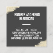 Chic gold Glitzer Pinselstrich Schwarz Schönheit Quadratische Visitenkarte (Rückseite)