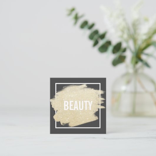 Chic gold Glitzer Pinselstrich Schwarz Schönheit Quadratische Visitenkarte (Stehend Vorderseite)