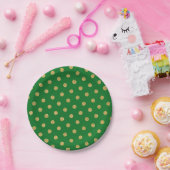 Chic Gold Glitzer Polka Dot Green Pappteller (Party)