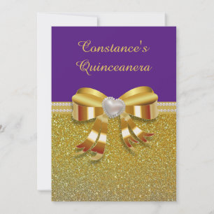 Chic Gold Glitzer Quinceanera Einladung