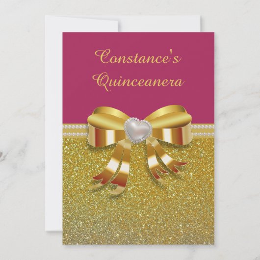 Chic Gold Glitzer Quinceanera Einladung (Rückseite)
