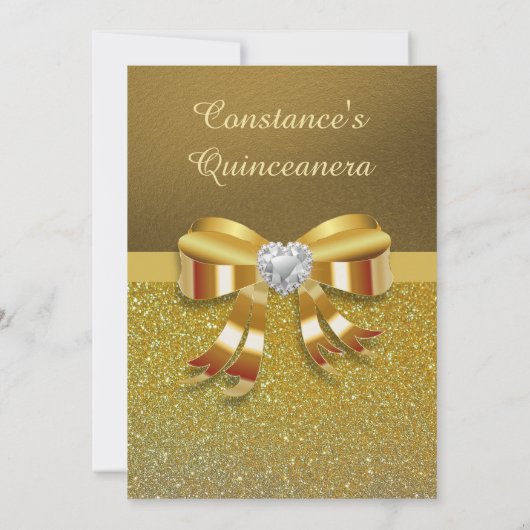 Chic Gold Glitzer Quinceanera Einladung (Rückseite)